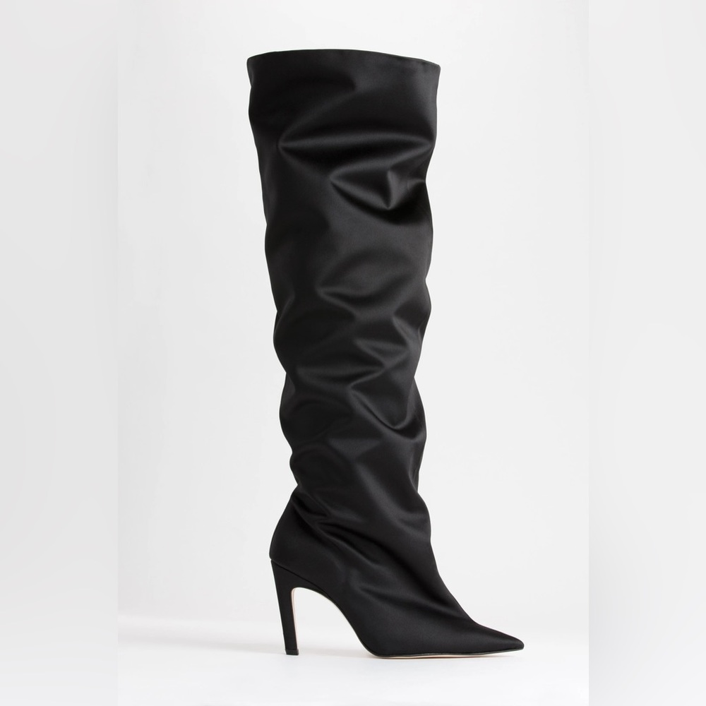 Good American The Ooo Boot Satin Black001 Boots Size 8